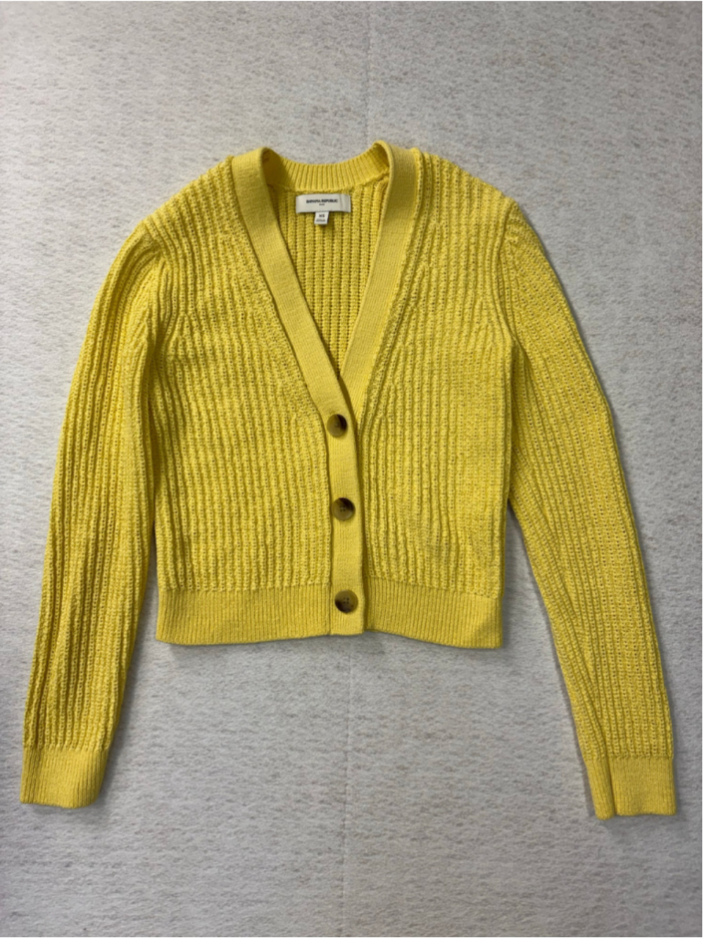 Banana Republic Factory Cropped Textured Cardigan Sweater Yellow Women's XS
